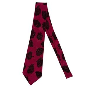 Vintage Picasso High Fashion 100% Silk Tie Pink Black Polka Dot Floral Leaf 61"